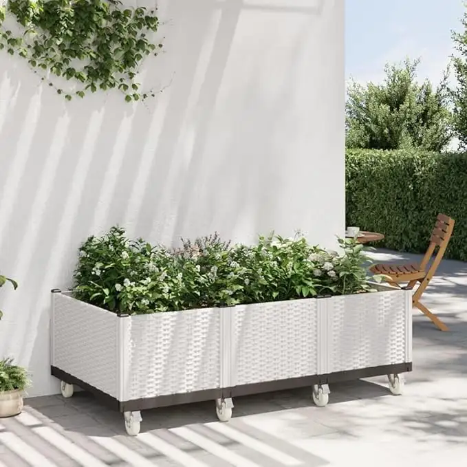 ZEYUAN Jardinera con Ruedas PP Blanco